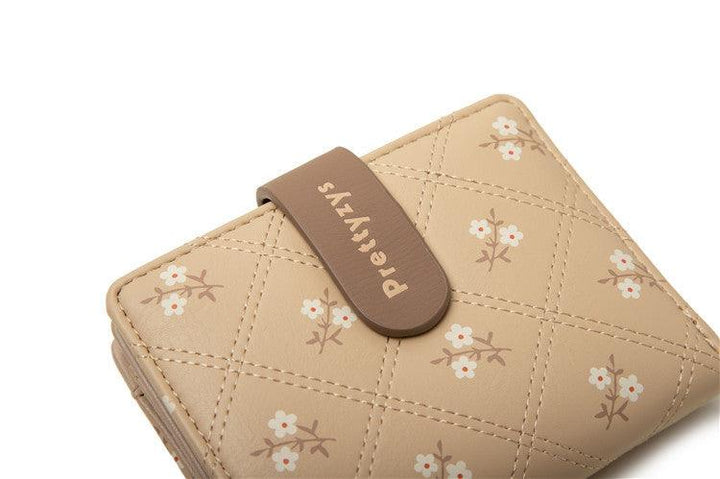 Women's Soft Printed Buckle Folding Small Wallet Multiple Card Slots Integrated Card Holder - Mamofa Global Store