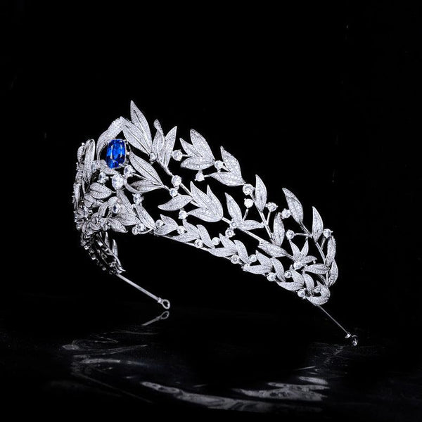 Sapphire Crown Copper Micro Inlay AAA Zircon Crown Wedding Headdress - Mamofa Global Store