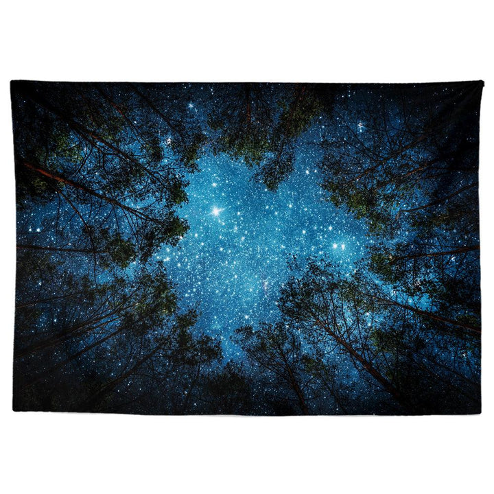 Forest Tapestry Wall Hanging Psychedelic Trees And Stars Fabric Tapestry Home Decor Polyester Table Cover Forest Night Tapestry Forest Tapestry Wall Hanging Psychedelic Trees And Stars Fabric Tapes - Mamofa Global Store