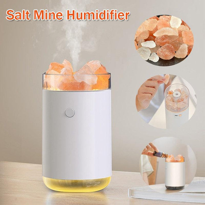 Air Humidifier Crystal Salt Stone Desktop Aromatherapy Essential Oil Ultrasonic Diffuser With LED Lamp Bedroom Home Humidifier - Mamofa Global Store