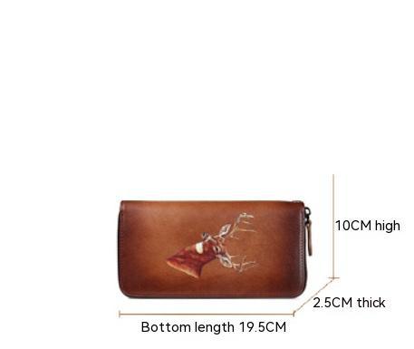 Women's Retro Real Leather Zipper Wallet - Mamofa Global Store