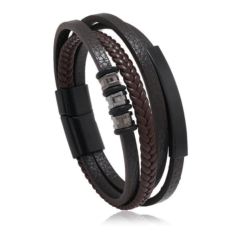 Iron Button Multilayer Leather Bracelet - Mamofa Global Store