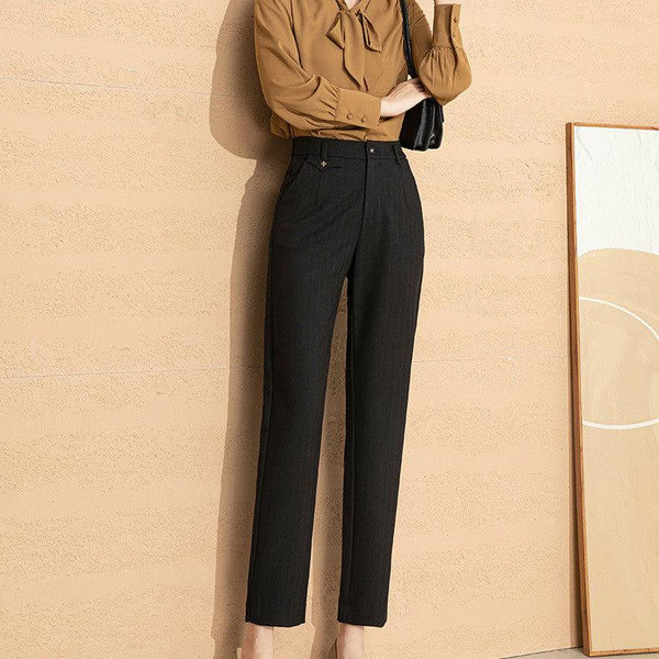 Women's Fashionable High Waist Straight Drape Nine-Point Pants - Mamofa Global Store