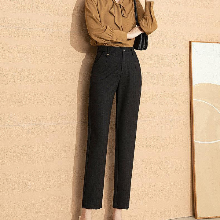 Women's Fashionable High Waist Straight Drape Nine-Point Pants - Mamofa Global Store