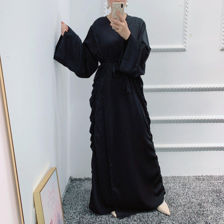 Solid Color Flowy Tie Middle East Dubai Long Dress - Mamofa Global Store