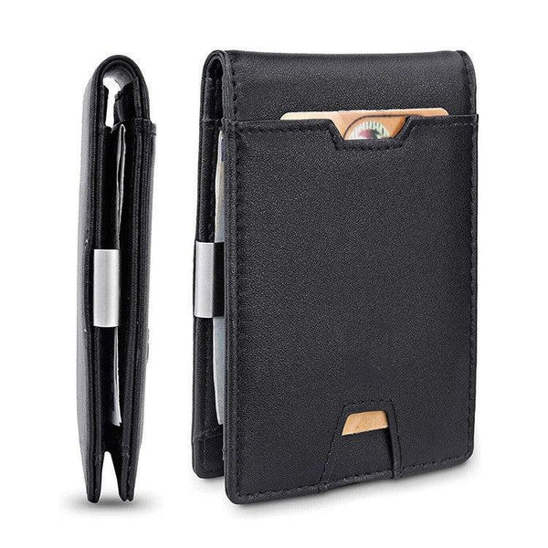 Men's Card Holder Fiber Leather Money Clip Wallet - Mamofa Global Store