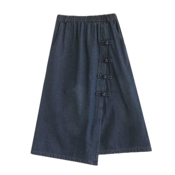 Artistic Retro Buckle Denim Skirt - Mamofa Global Store