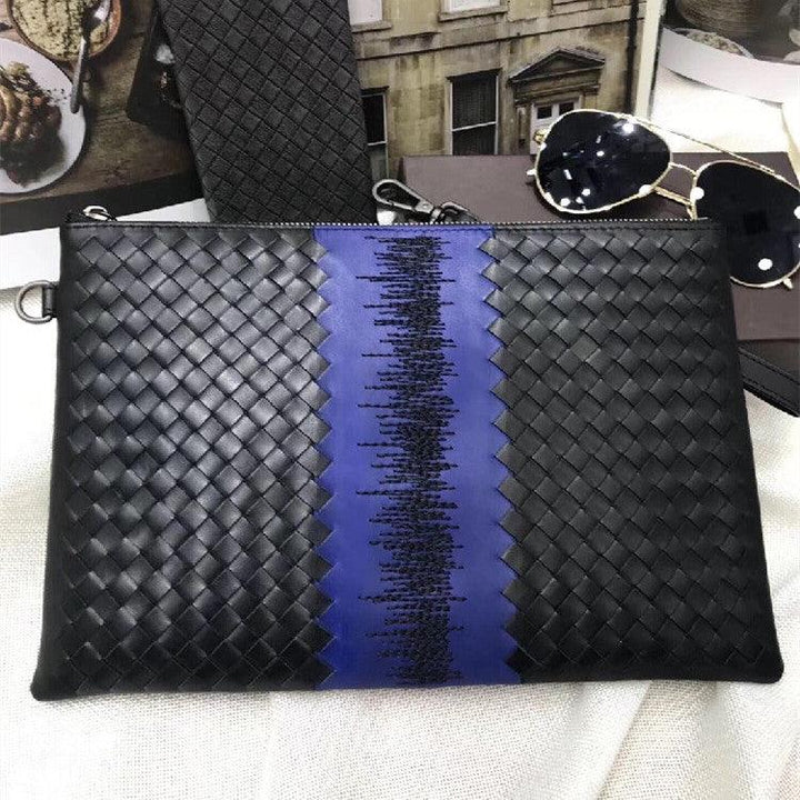 Men's Versatile Waxing Calf Skin Handmade Woven Men's Bag Trendy Fashion Clutch - Mamofa Global Store