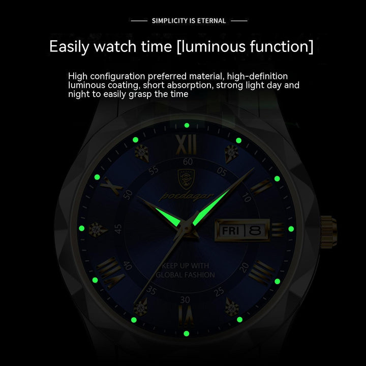 Men's Waterproof Double Calendar Luminous Quartz Watch - Mamofa Global Store