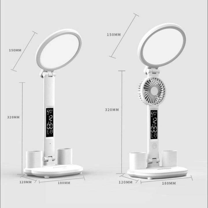 Dimmable LED Clock Table Lamp with Fan - Mamofa Global Store