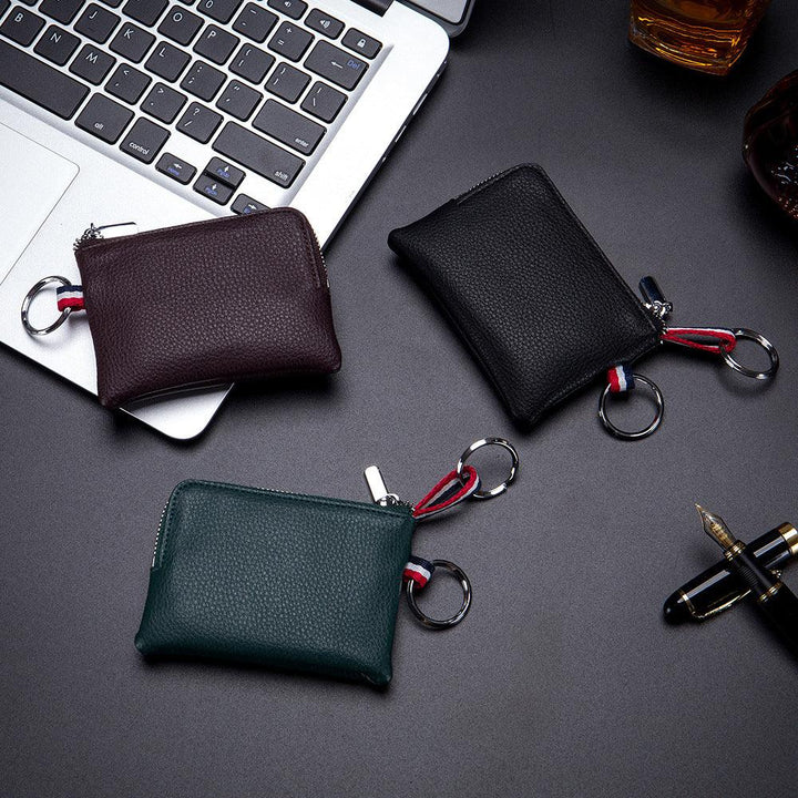 Men's Coin Purse European And American Leather Mini Wallet Soft Leather Zip Coin Driving License Key Case Card Holder Ultra-thin - Mamofa Global Store