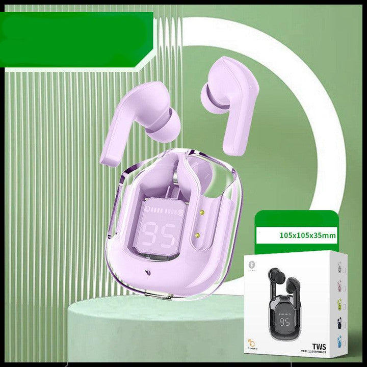 New Mini Transparent Wireless Bluetooth Headset Digital Display ENC Noise Reduction True Wireless Sports Music - Mamofa Global Store