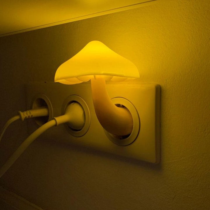 LED Night Light Mushroom Wall Socket Lamp EU US Plug Warm White Light-control Sensor Bedroom Light Home Decoration - Mamofa Global Store