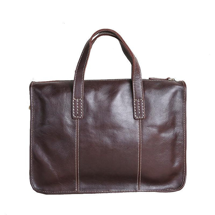 Vintage Business Leisure Horizontal Style Leather Briefcase Computer Bag - Mamofa Global Store