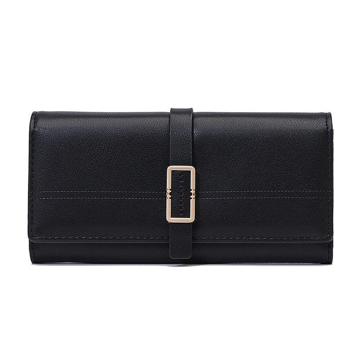 Long Metal Buckle Simple Tri-fold Clutch - Mamofa Global Store