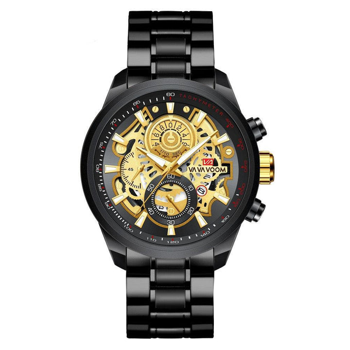 Quartz Watch For Men Black Gold Man Business Non Automatic Machine - Mamofa Global Store