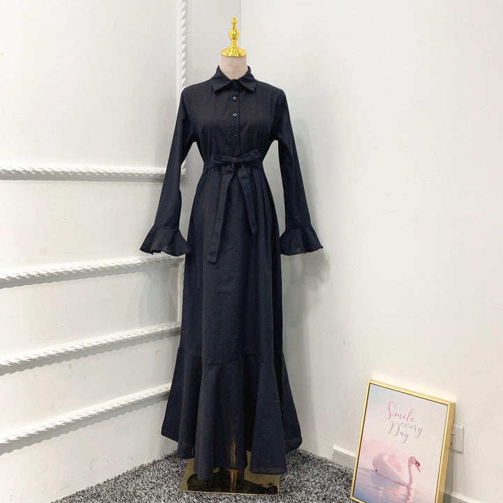 Flared Sleeve Shirt Dress Dubai Robe - Mamofa Global Store