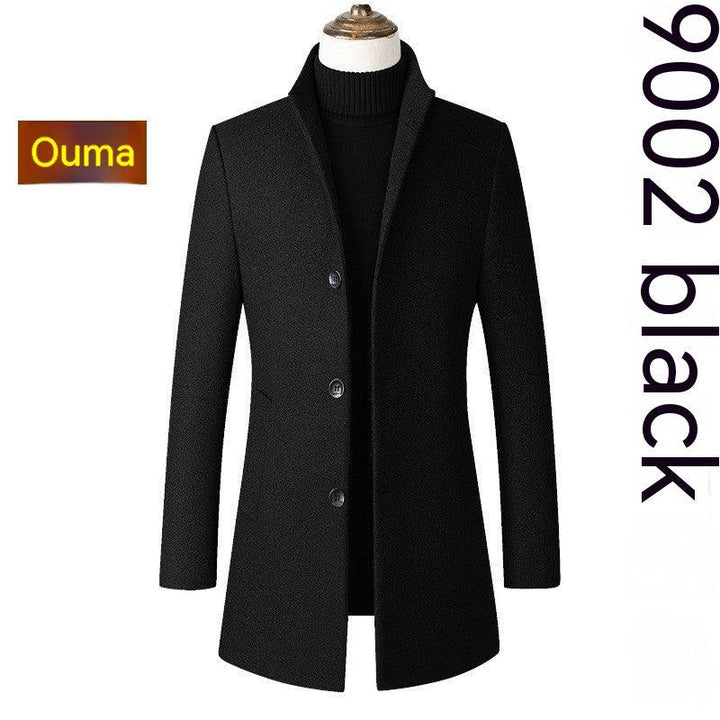 Single-breasted Stand Collar Wool Woolen Men's Coat - Mamofa Global Store