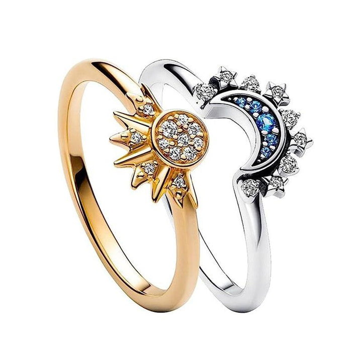 Sun And Moon Rings Couple Rhinestones Ring For Love Valentine's Day Jewelry - Mamofa Global Store