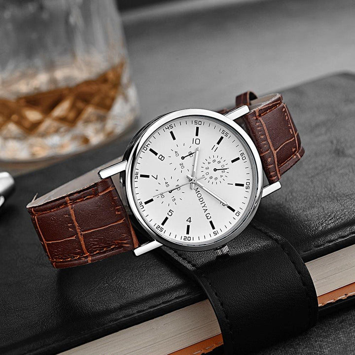 Simple Leather Belt Men's Quartz Watch - Mamofa Global Store