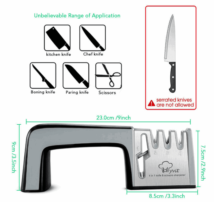 A Four-in-one Family Uses A Sharpener To Sharpen A Kitchen Knife - Mamofa Global Store