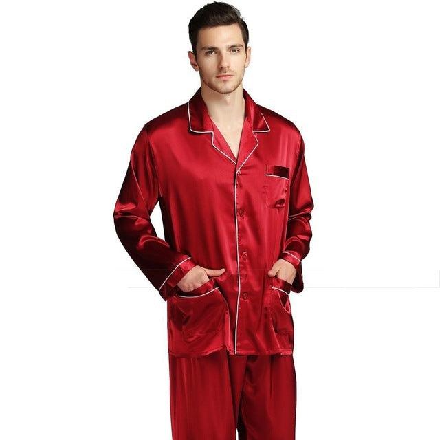 Men's silk satin pajamas suit casual wear - Mamofa Global Store