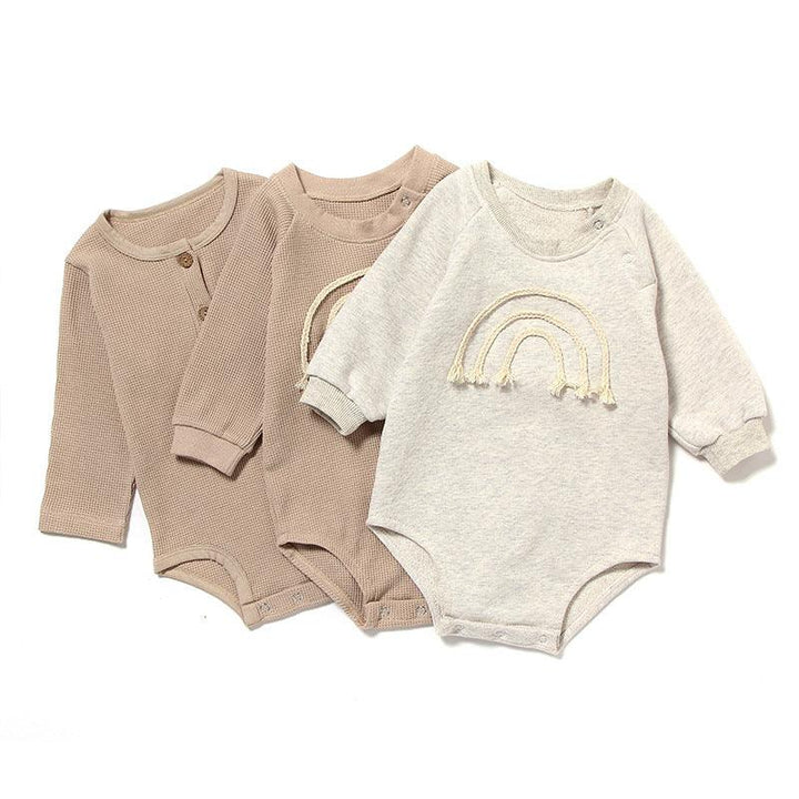 Spring And Autumn Romper R Baby Long Sleeve Waffle - Mamofa Global Store