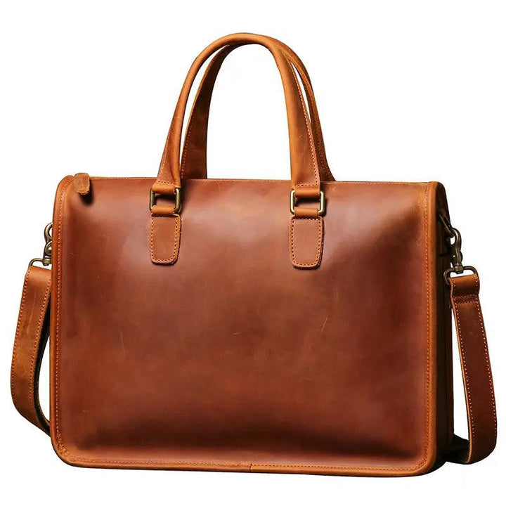 Men's Bag Crazy Horse Leather Briefcase For Laptop - Mamofa Global Store