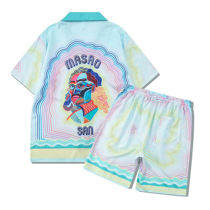 Retro Casual Beach Shirt Shorts Set - Mamofa Global Store