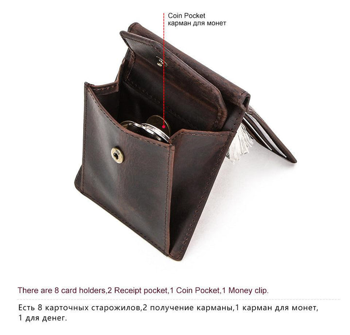 Retro Crazy Horse Cowhide Multifunctional Card Bag - Mamofa Global Store