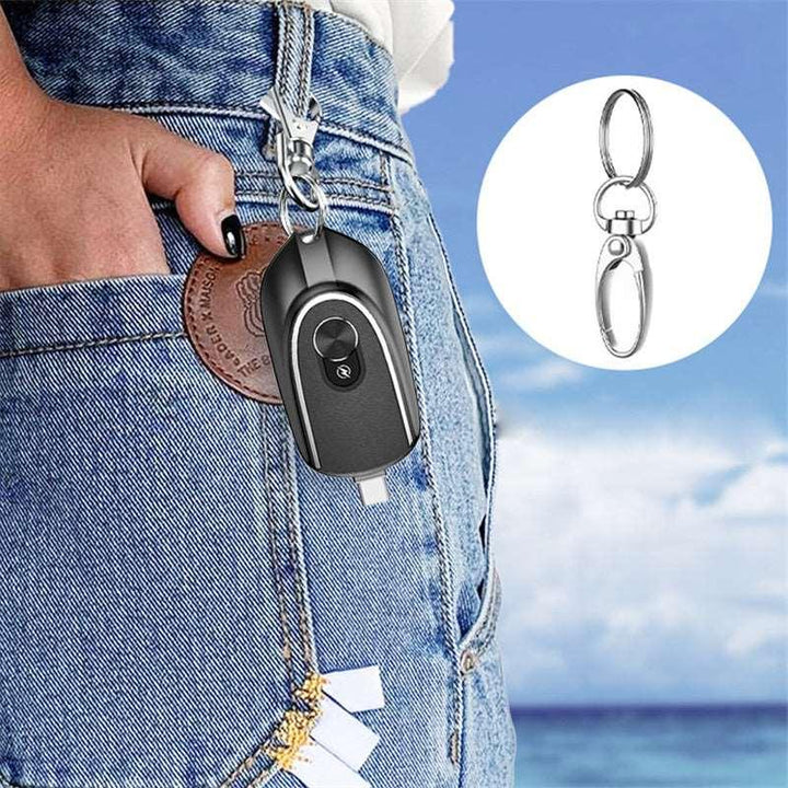 2 In 1 Mini Keychain Power Bank Keyring Hanging Buckle 2 Output Interfaces 5V 1200MAH Backup Power Bank Retractable Plug Waterproof Phone Charging Accessories - Mamofa Global Store