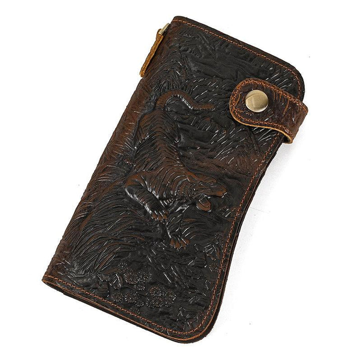 Men's Crazy Horse Leather Long Chain Anti-theft Wallet - Mamofa Global Store