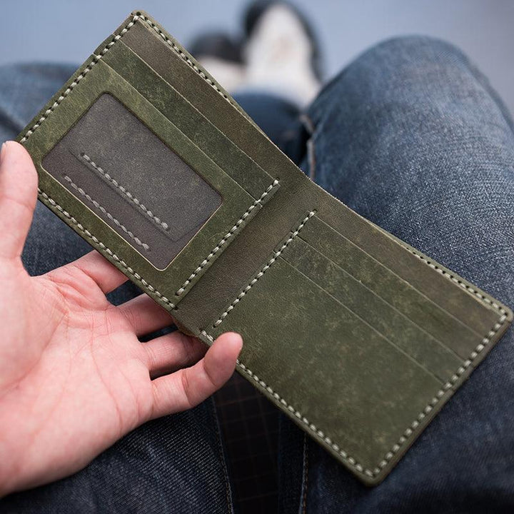 Vintage DIY Waxed Leather Horizontal Wallet - Mamofa Global Store