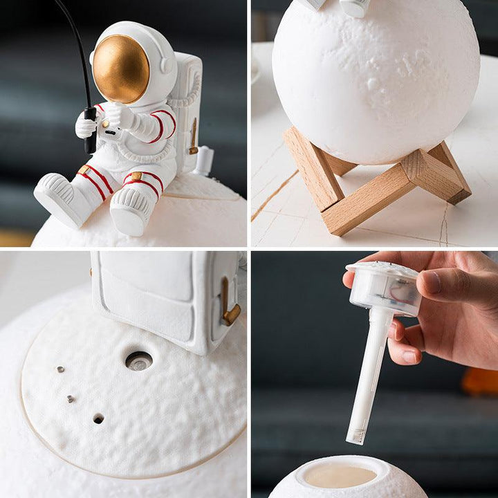 Astronaut Figurines Home Decoration Resin Space Man Miniature Night Light Humidifier Cold Fog Machine Accessories - Mamofa Global Store