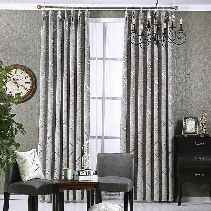 Solid Color Simple Modern Light Luxury Living Room Chenille Blackout Curtains - Mamofa Global Store