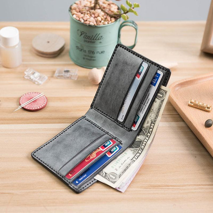 Vintage DIY Waxed Leather Horizontal Wallet - Mamofa Global Store