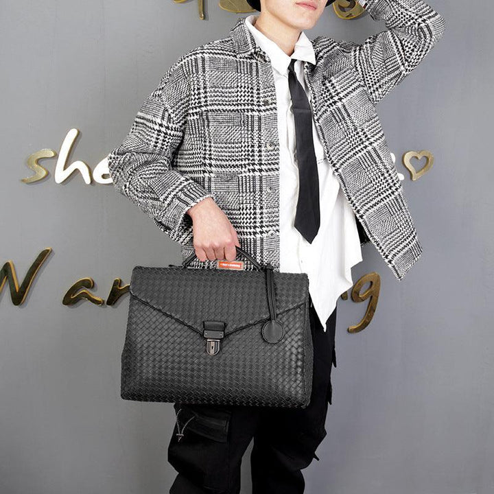 Men's Briefcase Casual Flap Weave Business - Mamofa Global Store