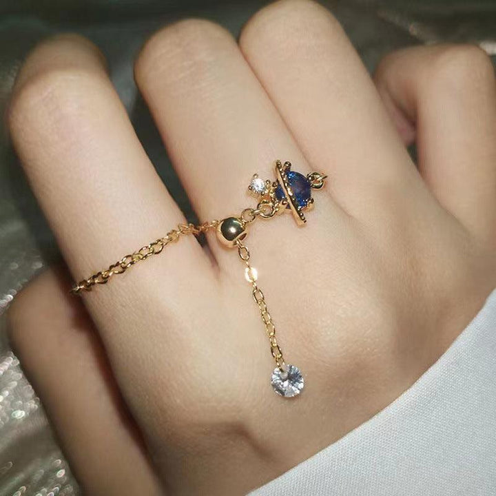 Light Luxury Blue Crystal Zircon Adjustable Personalized Ring For Women - Mamofa Global Store