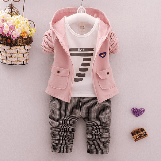 2021 spring and autumn new boys and girls zipper striped trousers suit children's suit - Mamofa Global Store