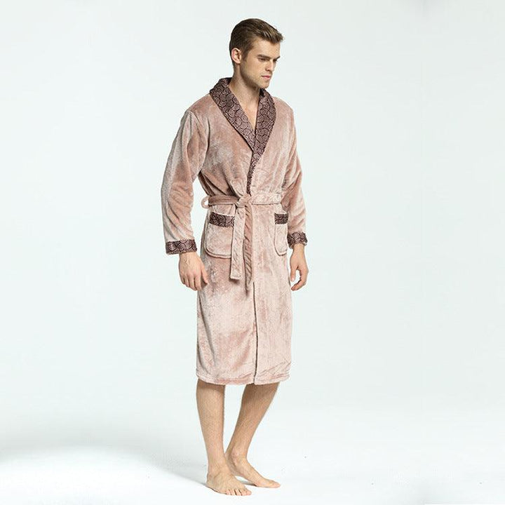 Men's Soft Flannel Coral Fleece Nightgown - Mamofa Global Store