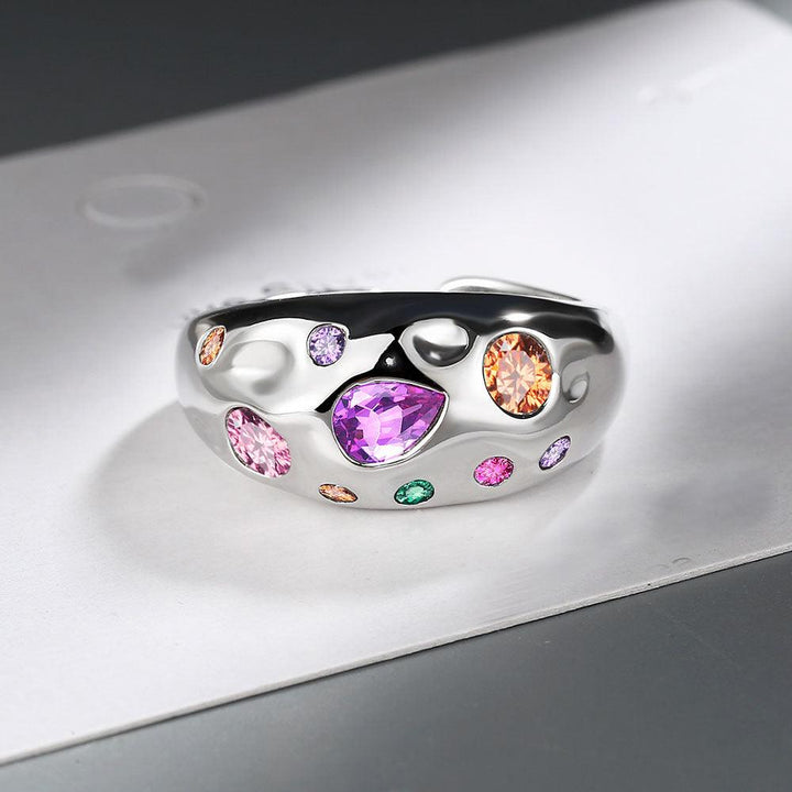 Colorful Rhinestones Rings For Women Temperament Niche Luxury Opening Ring - Mamofa Global Store