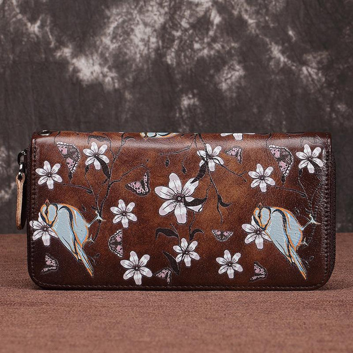 Women's Fashion Vintage Zipper First Layer Cowhide Wallet - Mamofa Global Store