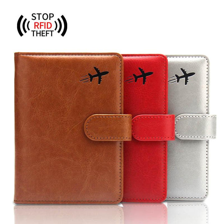 Anti-theft Swipe Passport Leather Ticket Clip Buckle Multi-card Flight - Mamofa Global Store