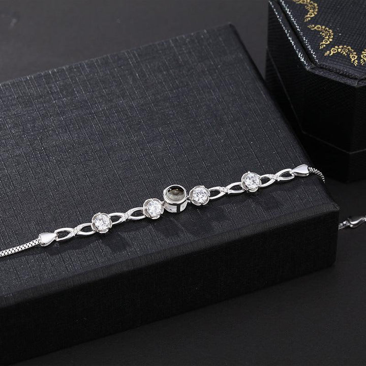 S925 Silver Infinite Love Digital 8 Projection Bracelet Female 100 Languages Name Customization Graduation Color Photo - Mamofa Global Store