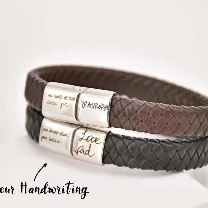 Woven Handmade Leather Bracelet With Men's Couple Name Inscription - Mamofa Global Store