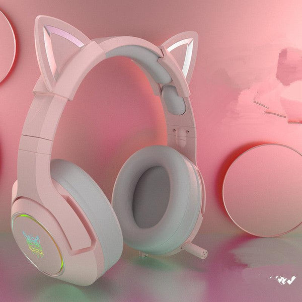 Pink wired earphone cute girl ECG gaming earphone - Mamofa Global Store