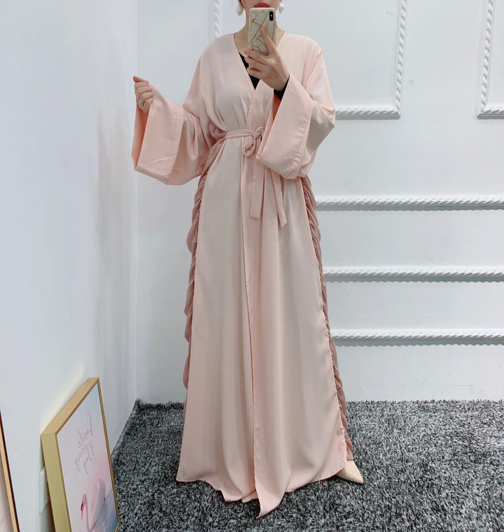 Solid Color Flowy Tie Middle East Dubai Long Dress - Mamofa Global Store