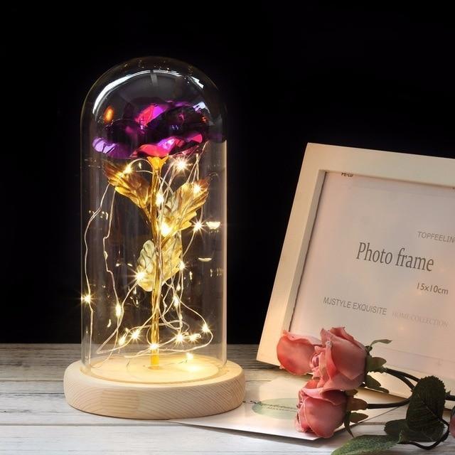 Mothers Day Gift Enchanted Forever Rose Flower In Glass LED Light Home Decoration - Mamofa Global Store