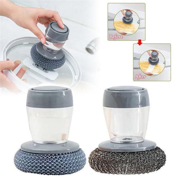 Kitchen Soap Dispensing Palm Brush Cleaner Push-type Brush Kitchen Detergent Tools - Mamofa Global Store