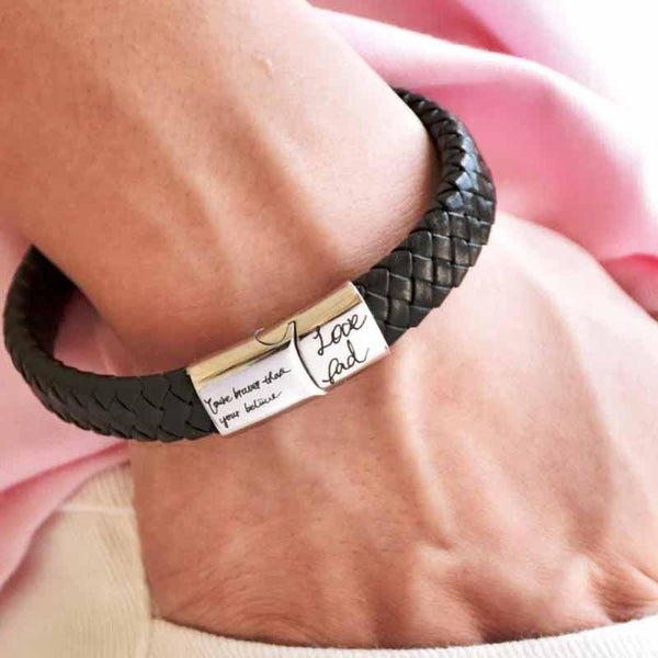 Woven Handmade Leather Bracelet With Men's Couple Name Inscription - Mamofa Global Store